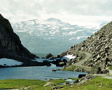 Blick auf den Gletscher Folgefonna vom Røldalsfjell