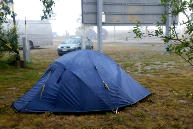 Zelt im Hafen von Umeå